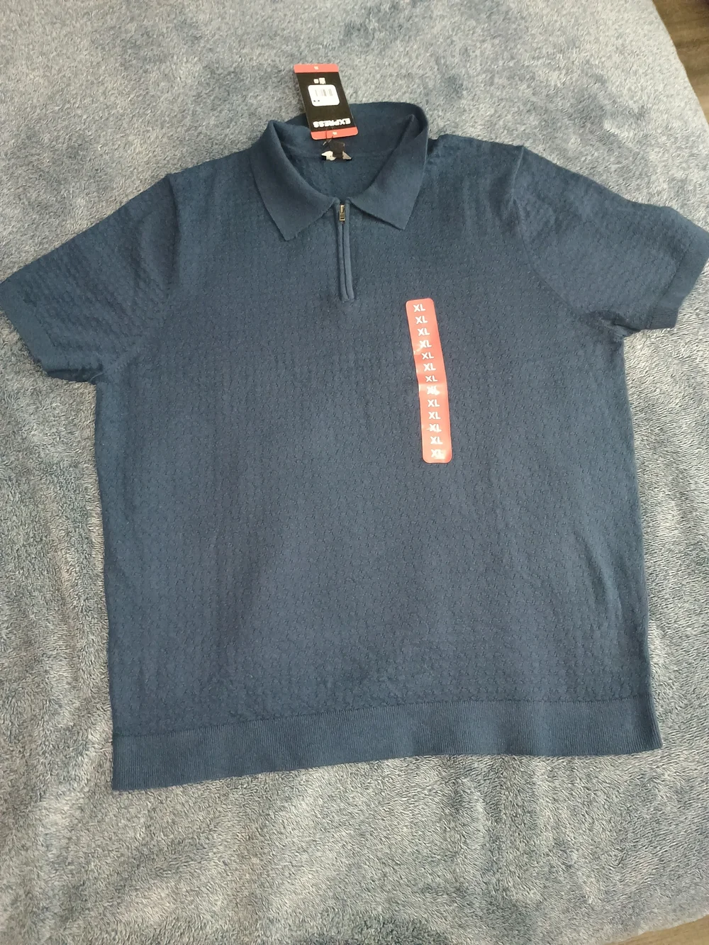 Express Men's Navy Short-Sleeve Polo Shirt